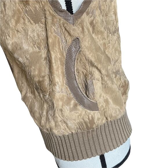 Diffa Italy Faux Fur Leather Ruffle Trim Shoulder Zip Front Vest Women's Size M - Picture 6 of 12